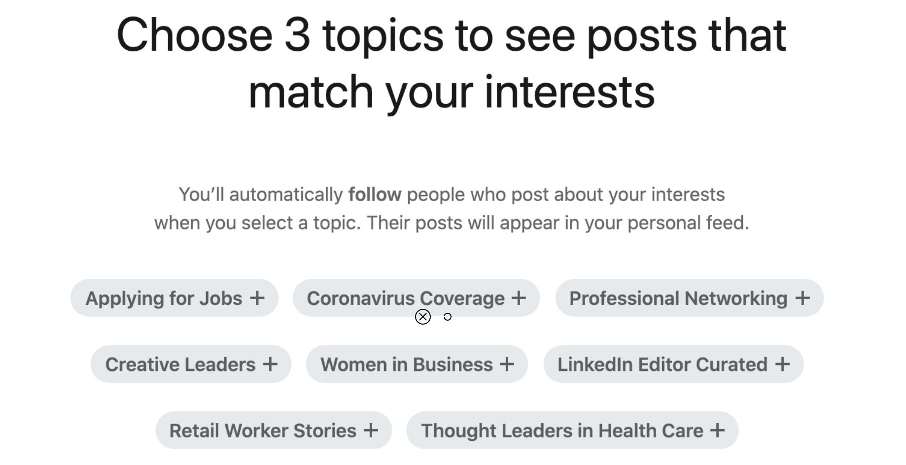 Choose three topics to see posts that match your interests