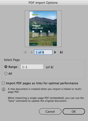 Illustrator's PDF Import Options dialog box