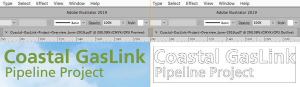 Illustrator viewing modes: Preview versus Outline mode