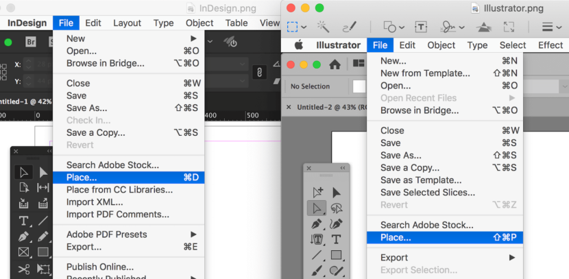 InDesign versus Illustrator: Place-Command