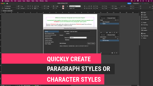 Working with Paragraph Styles vs Character Styles in Adobe InDesign