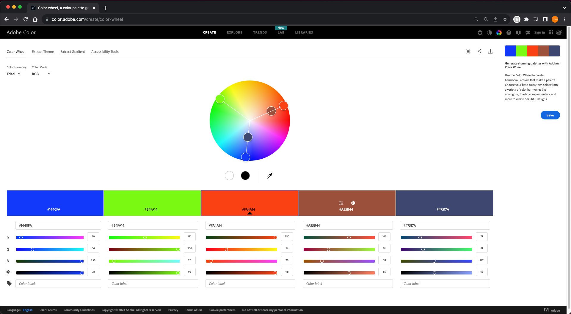 Adobe Color - Triad Harmony (Color Palette)